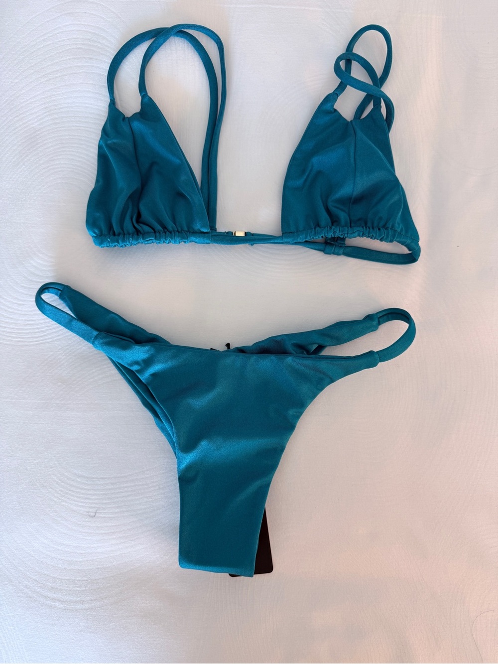 Teal Strappy Triangle Bikini Set - Women Swim Bikinis